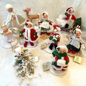 Lot (10) Vintage 90’s-2000 Annalee Christmas Dolls Santa Angel Reindeer